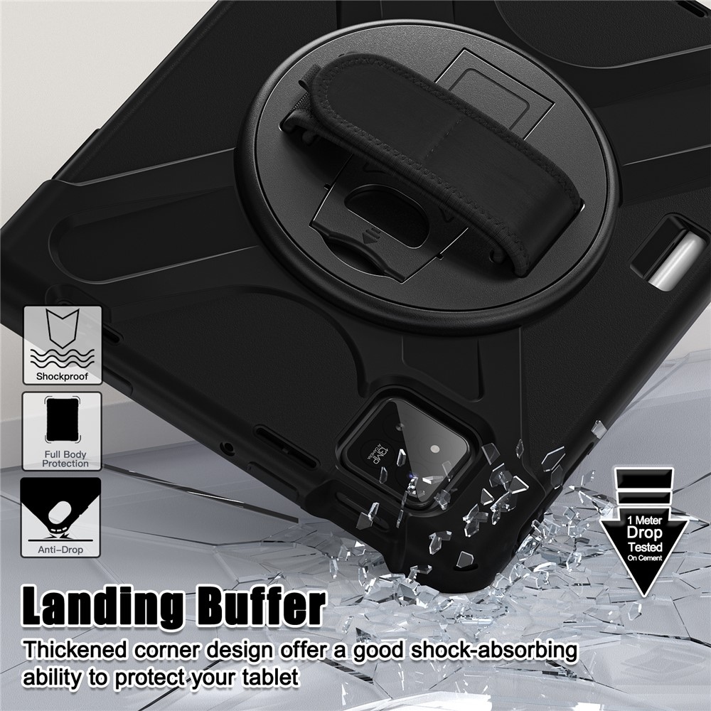 Strap odolný kryt s držákem na ruku a ramenním popruhem na Xiaomi Pad 8/8 Pro/7/7 Pro - černý
