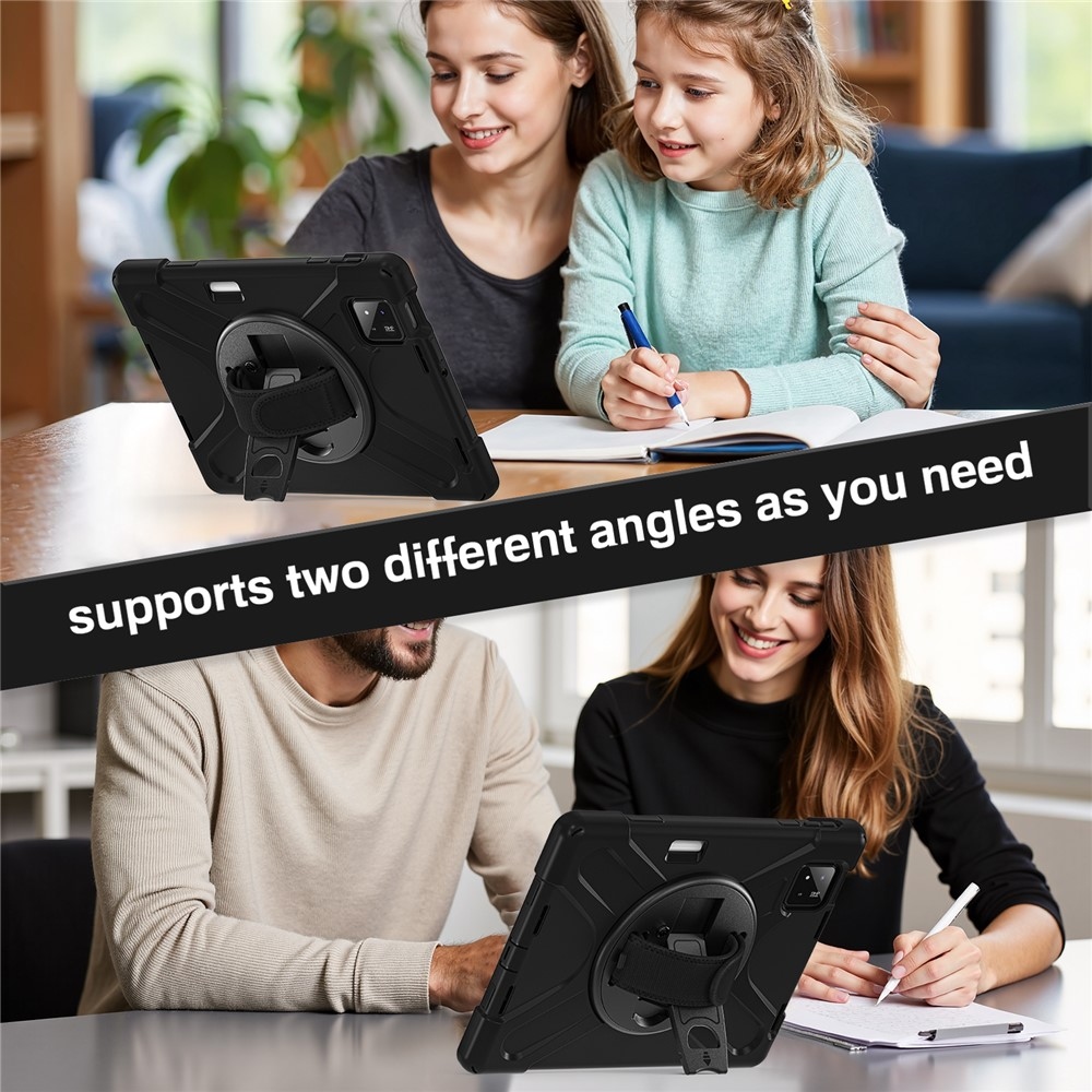 Strap odolný kryt s držákem na ruku a ramenním popruhem na Xiaomi Pad 8/8 Pro/7/7 Pro - černý