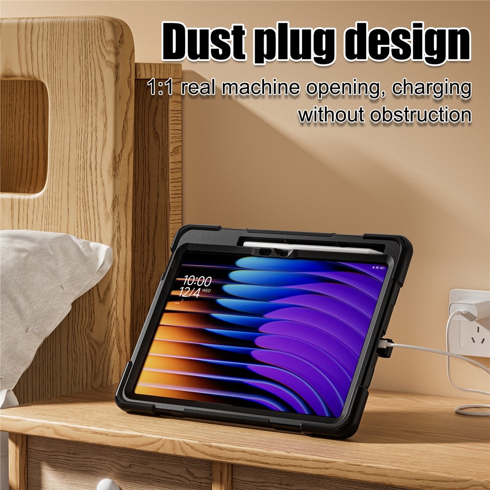 Strap odolný kryt s držákem na ruku a ramenním popruhem na Xiaomi Pad 8/8 Pro/7/7 Pro - černý