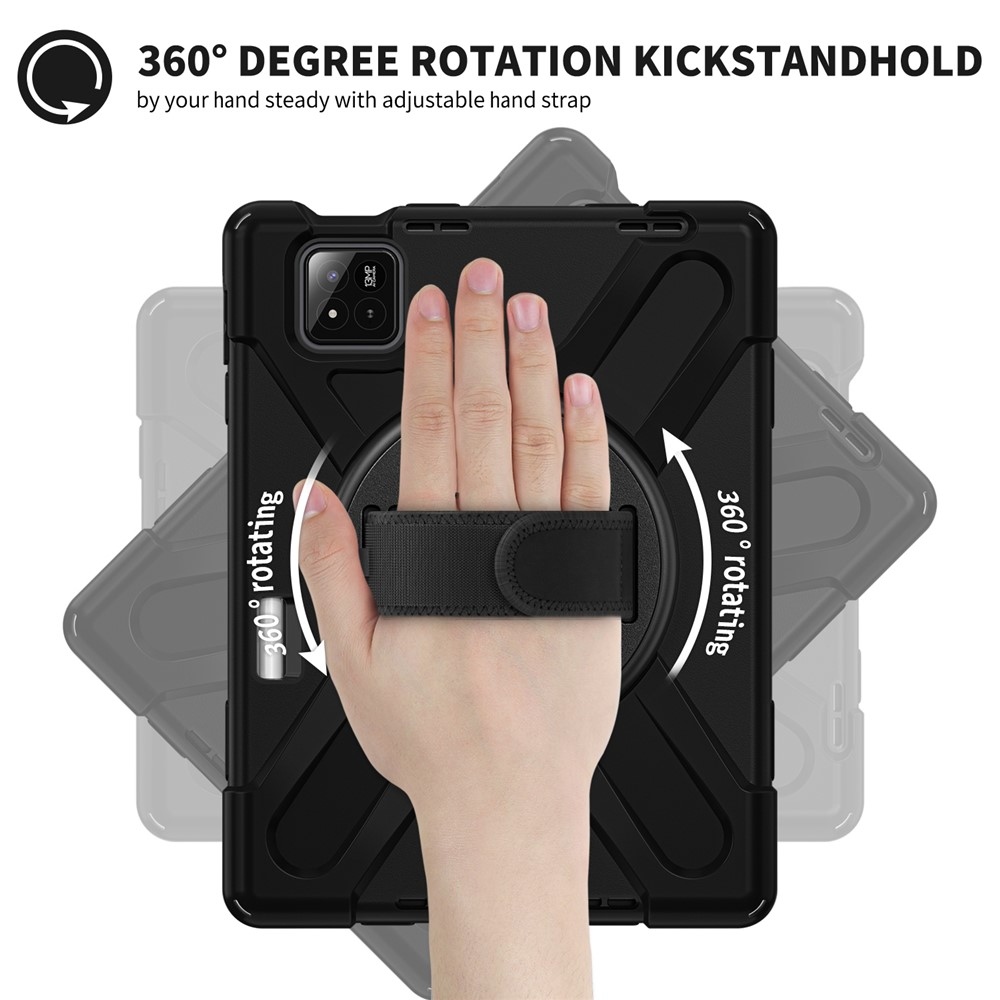 Strap odolný kryt s držákem na ruku a ramenním popruhem na Xiaomi Pad 8/8 Pro/7/7 Pro - černý