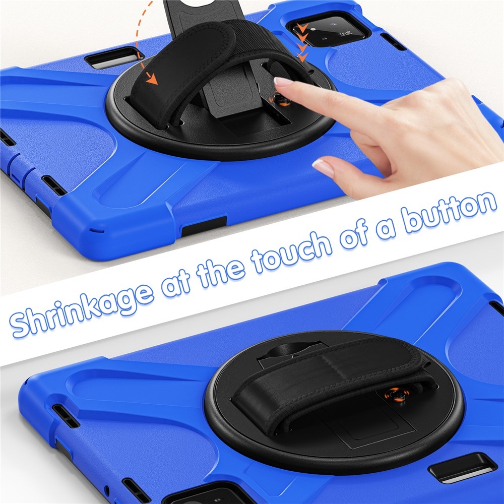 Strap odolný kryt s držákem na ruku a ramenním popruhem na Xiaomi Pad 8/8 Pro/7/7 Pro - modrý