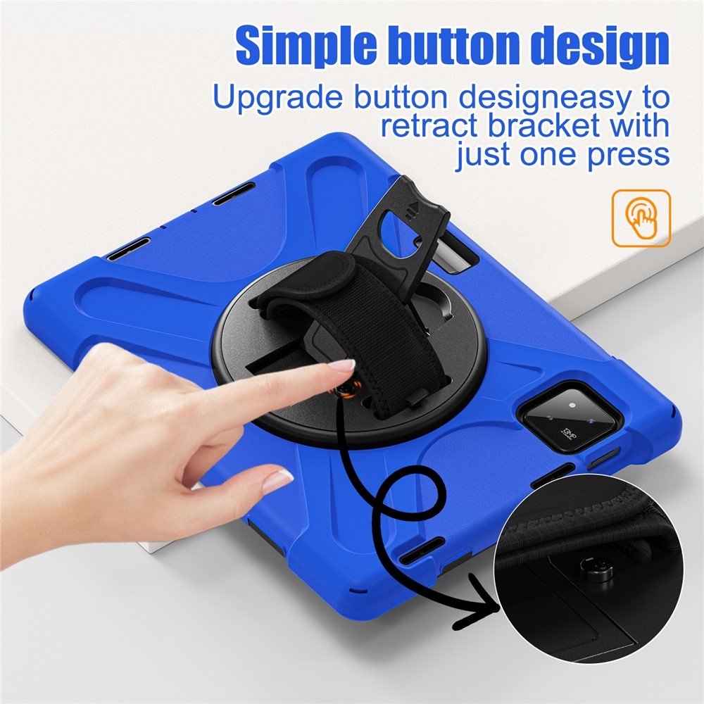 Strap odolný kryt s držákem na ruku a ramenním popruhem na Xiaomi Pad 8/8 Pro/7/7 Pro - modrý