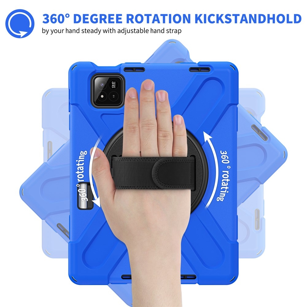 Strap odolný kryt s držákem na ruku a ramenním popruhem na Xiaomi Pad 8/8 Pro/7/7 Pro - modrý