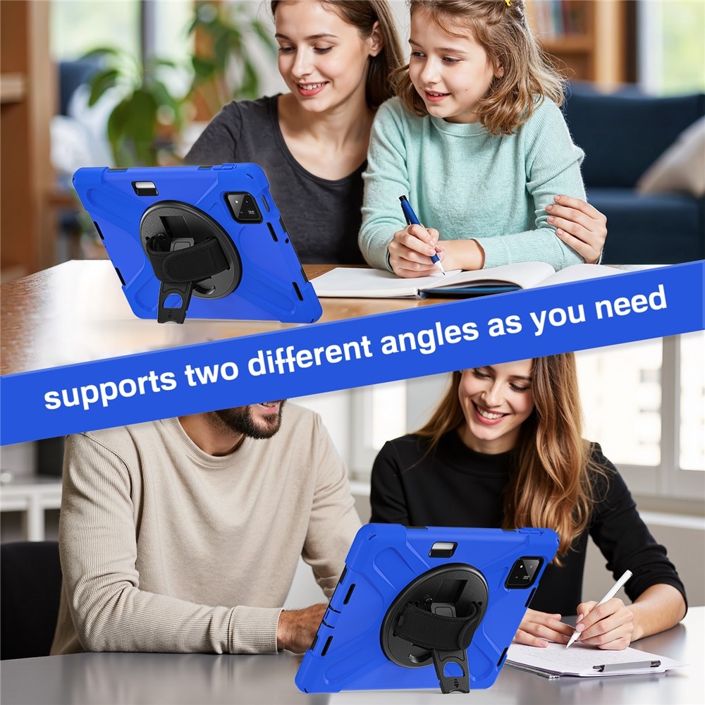Strap odolný kryt s držákem na ruku a ramenním popruhem na Xiaomi Pad 8/8 Pro/7/7 Pro - modrý