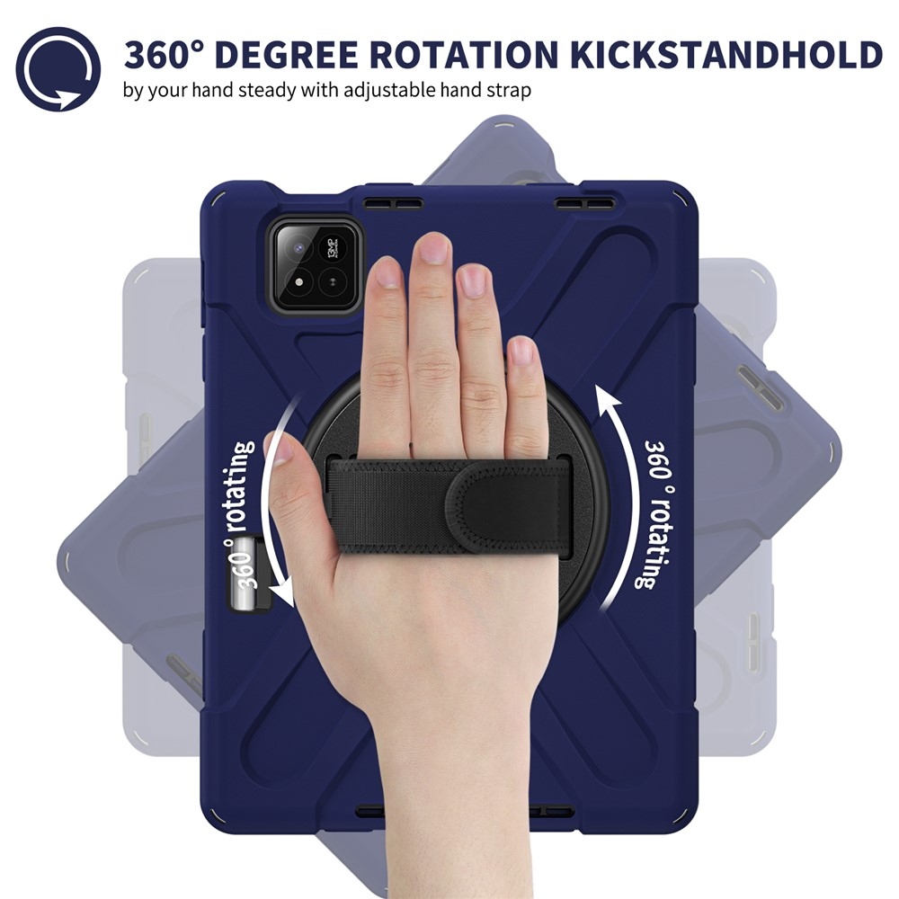 Strap odolný kryt s držákem na ruku a ramenním popruhem na Xiaomi Pad 8/8 Pro/7/7 Pro - tmavěmodrý