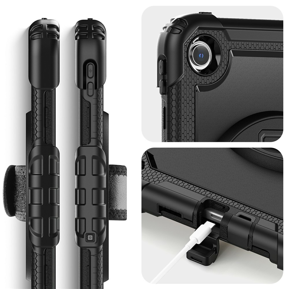 Strap odolný kryt s držákem na ruku a ramenním popruhem na Xiaomi Redmi Pad 2 9.7 - černý