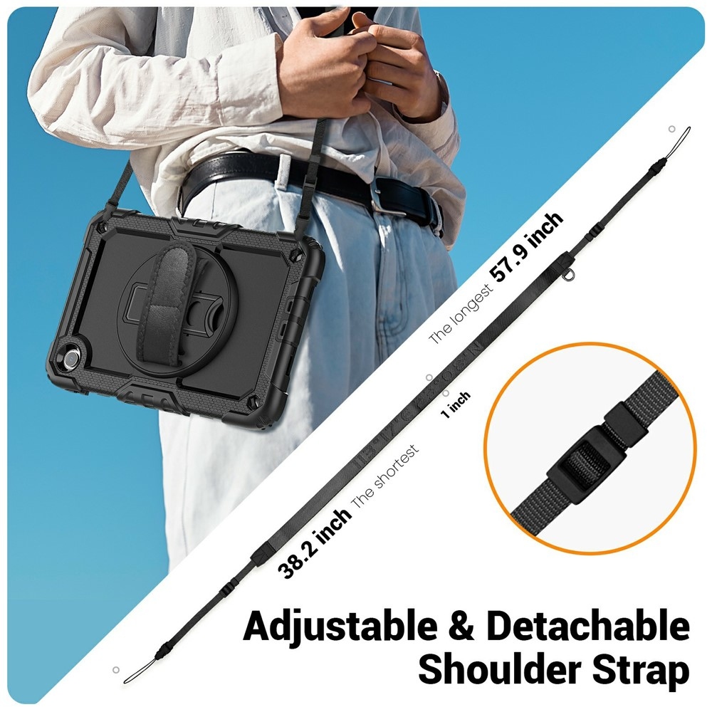 Strap odolný kryt s držákem na ruku a ramenním popruhem na Xiaomi Redmi Pad 2 9.7 - černý
