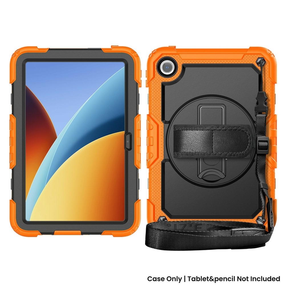 Strap odolný kryt s držákem na ruku a ramenním popruhem na Xiaomi Redmi Pad 2 9.7 - oranžový