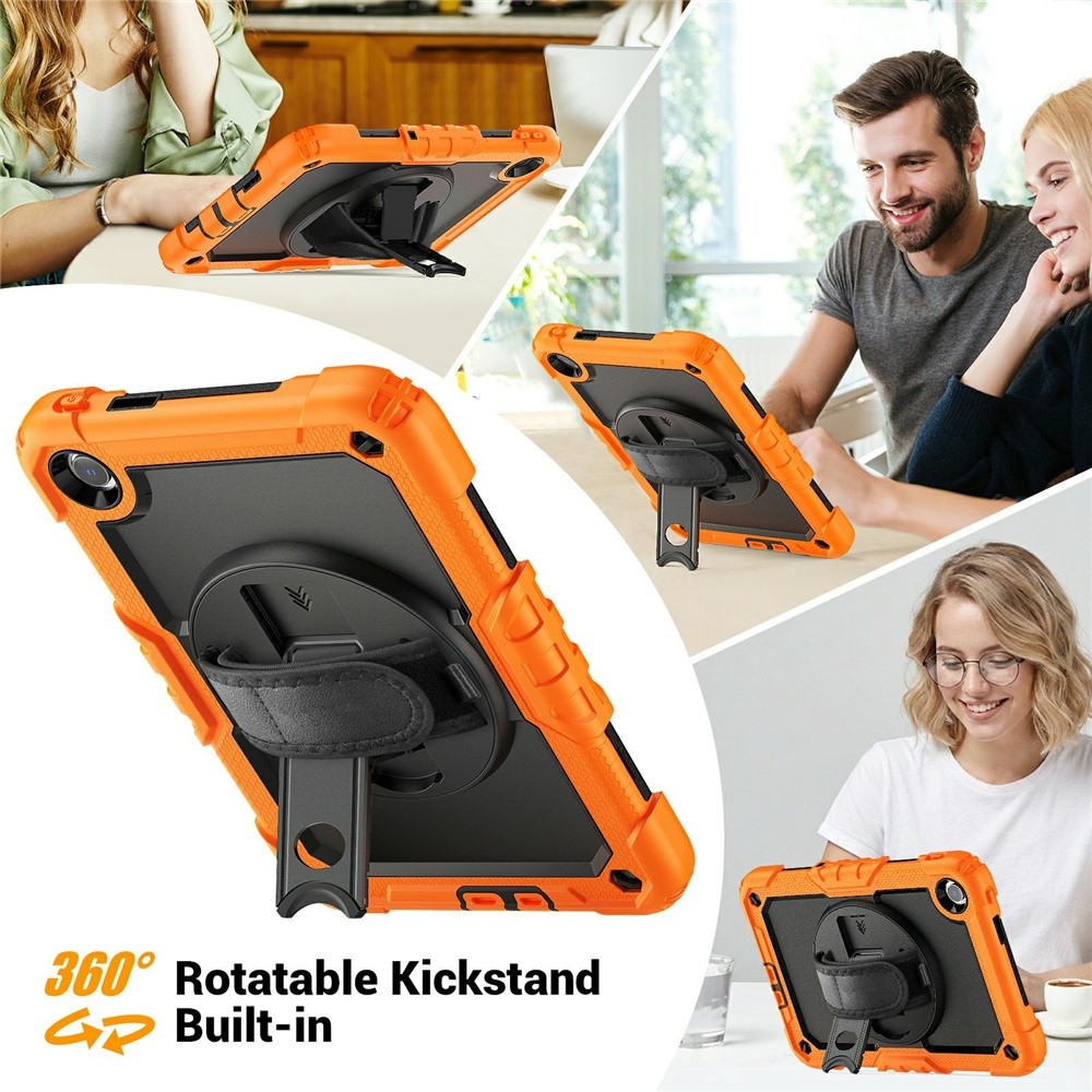 Strap odolný kryt s držákem na ruku a ramenním popruhem na Xiaomi Redmi Pad 2 9.7 - oranžový