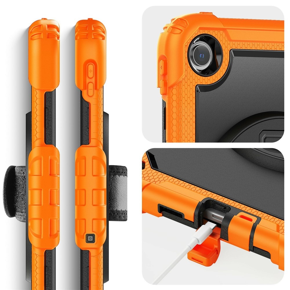 Strap odolný kryt s držákem na ruku a ramenním popruhem na Xiaomi Redmi Pad 2 9.7 - oranžový