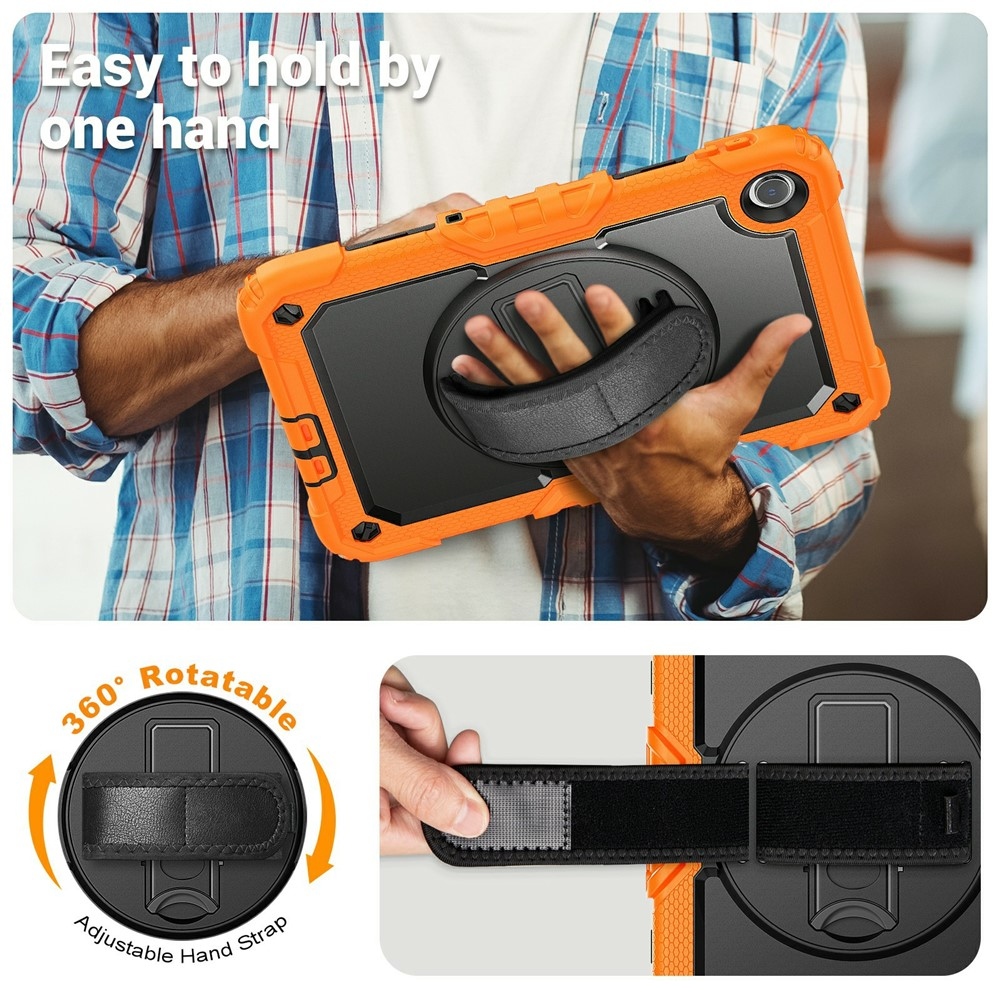 Strap odolný kryt s držákem na ruku a ramenním popruhem na Xiaomi Redmi Pad 2 9.7 - oranžový