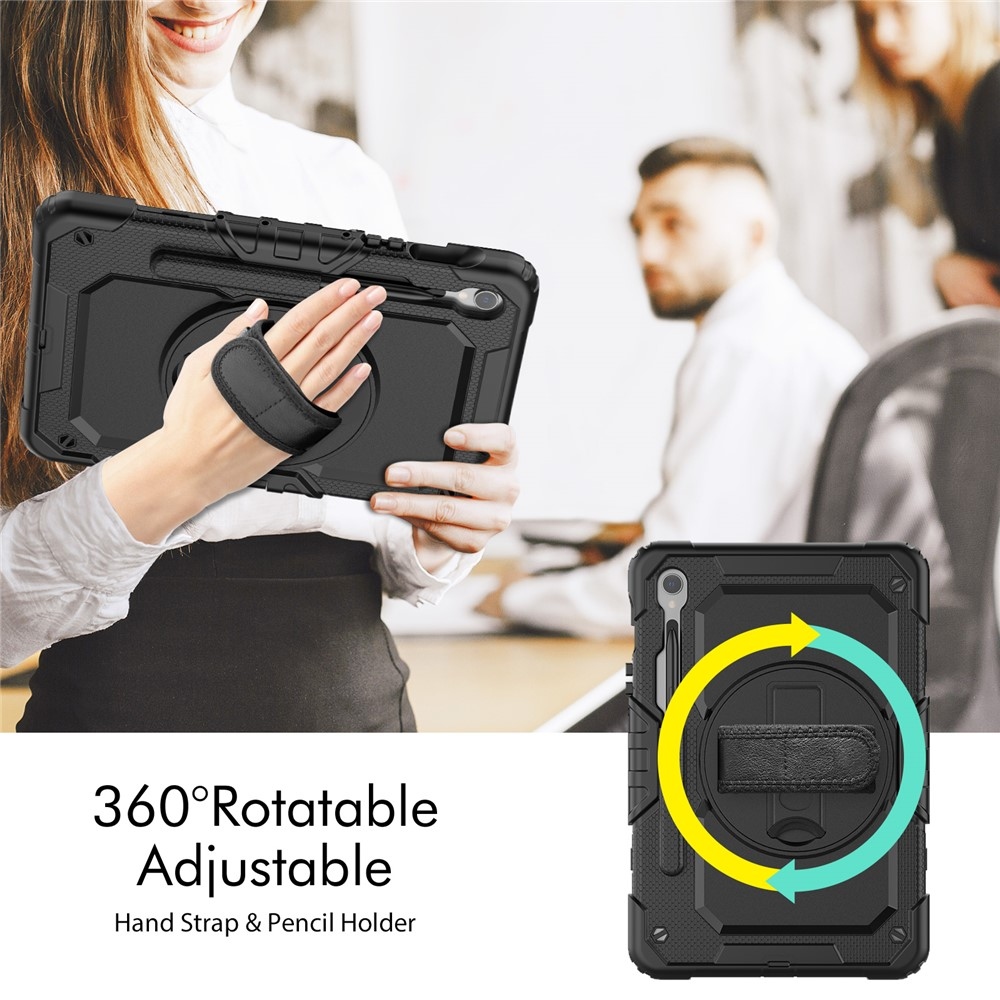Strap odolný kryt s ramenním popruhem na Samsung Galaxy Tab S10 Lite / S10 FE / S9 FE SM-X510 SM-X516B - černý/černý