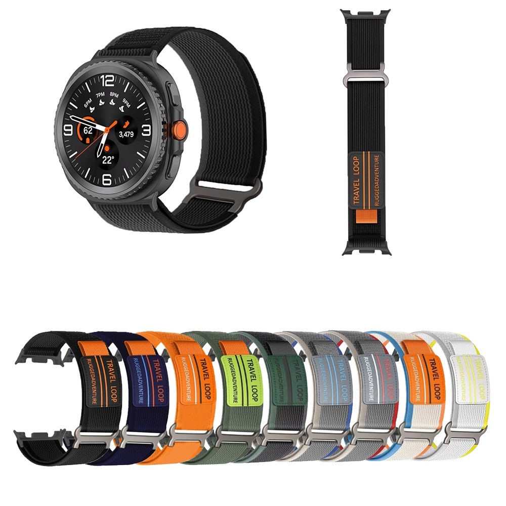 Strappy nylonový řemínek na Samsung Galaxy Watch9 40mm/44mm/Watch8 44mm/40mm/Watch8 Classic 46mm - černý