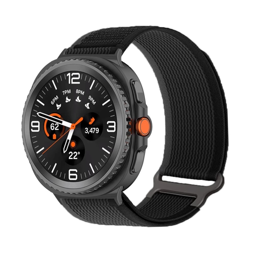 Strappy nylonový řemínek na Samsung Galaxy Watch9 40mm/44mm/Watch8 44mm/40mm/Watch8 Classic 46mm - černý