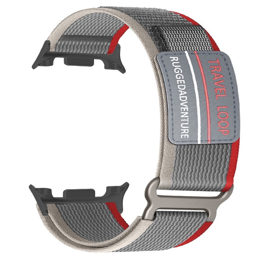 Strappy nylonový řemínek na Samsung Galaxy Watch9 40mm/44mm/Watch8 44mm/40mm/Watch8 Classic 46mm - červený/šedý