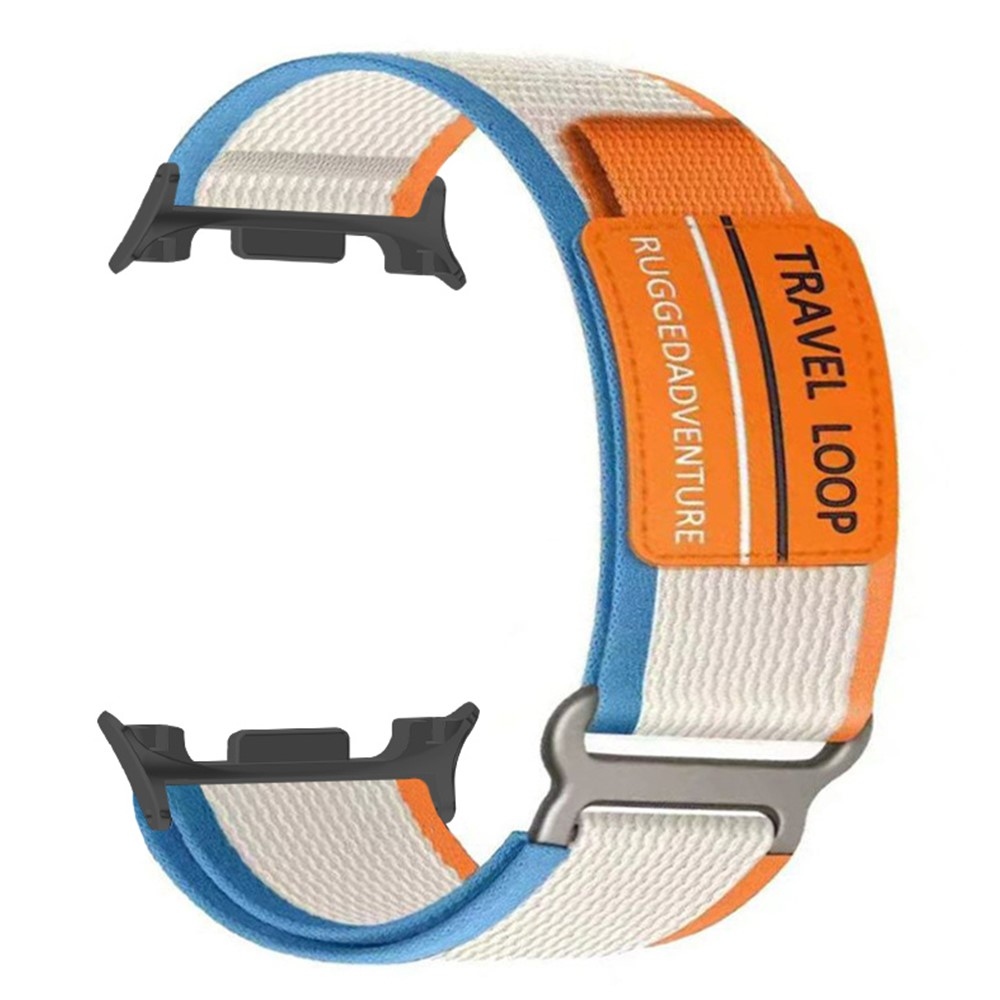 Strappy nylonový řemínek na Samsung Galaxy Watch9 40mm/44mm/Watch8 44mm/40mm/Watch8 Classic 46mm - oranžový/béžový