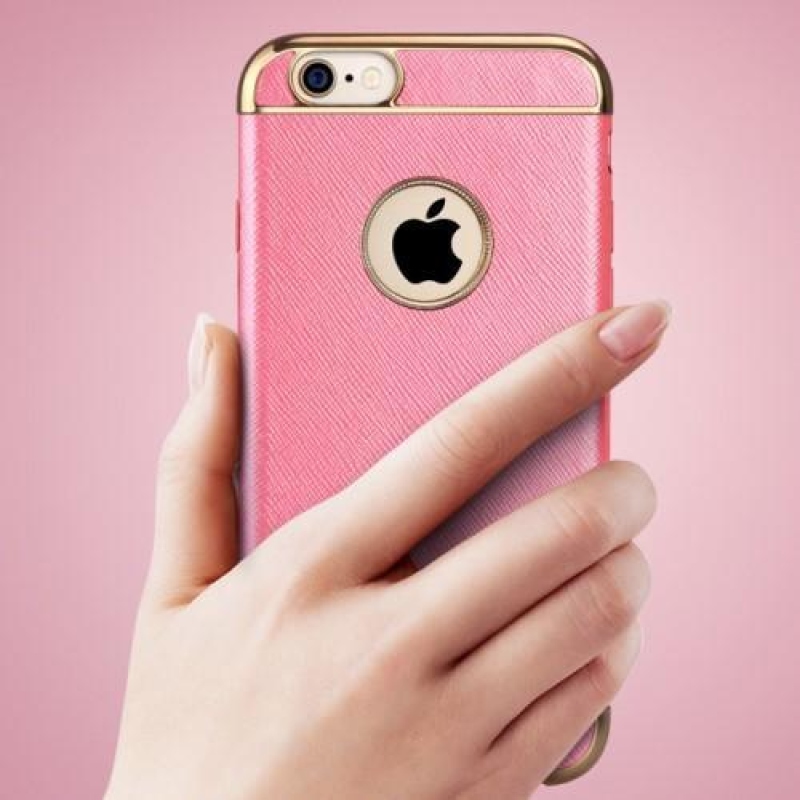 Style gelový obal s kontrastním lemem na iPhone 6s Plus a 6 Plus - růžovozlatý
