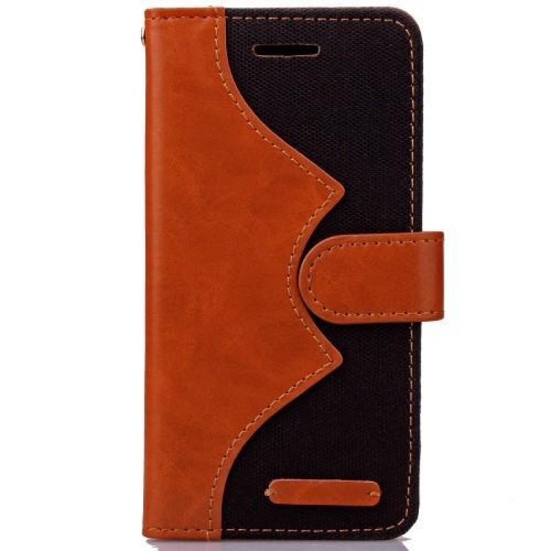 Style PU kožené/textilní pouzdro na iPhone 6 Plus a iPhone 6s Plus - černé