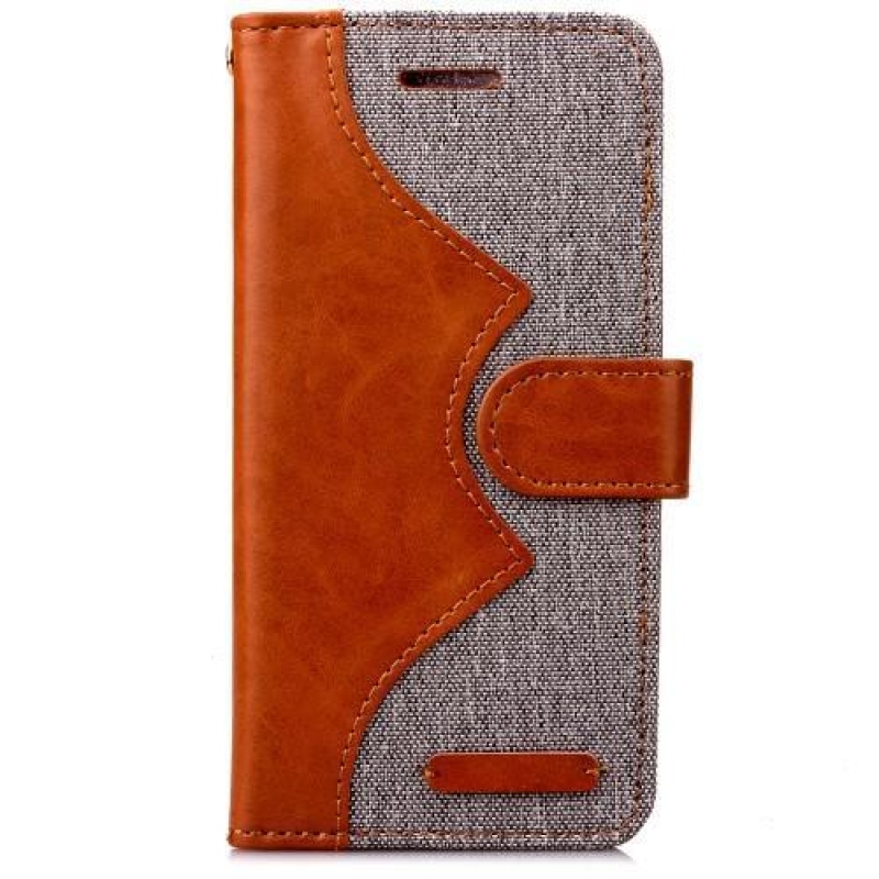 Style PU kožené/textilní pouzdro na iPhone 6 Plus a iPhone 6s Plus - šedé