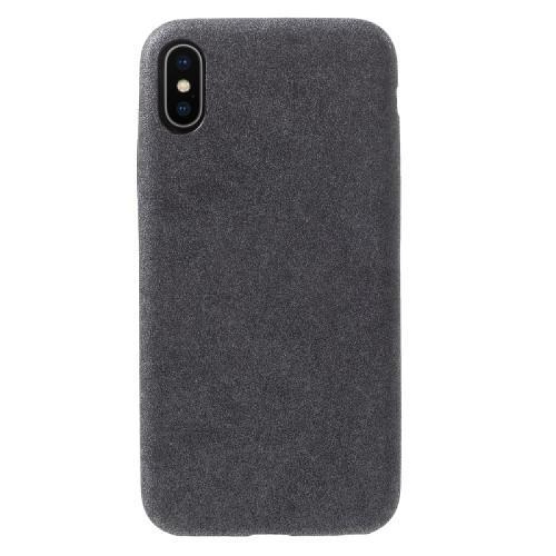 Style PU kožený plastový obal na iPhone X - šedý