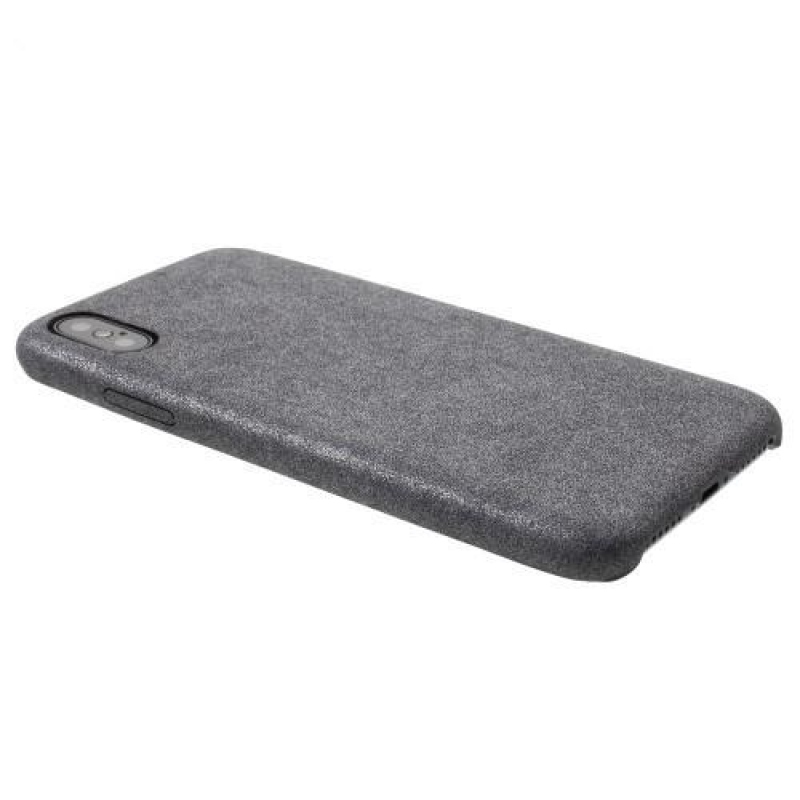 Style PU kožený plastový obal na iPhone X - šedý