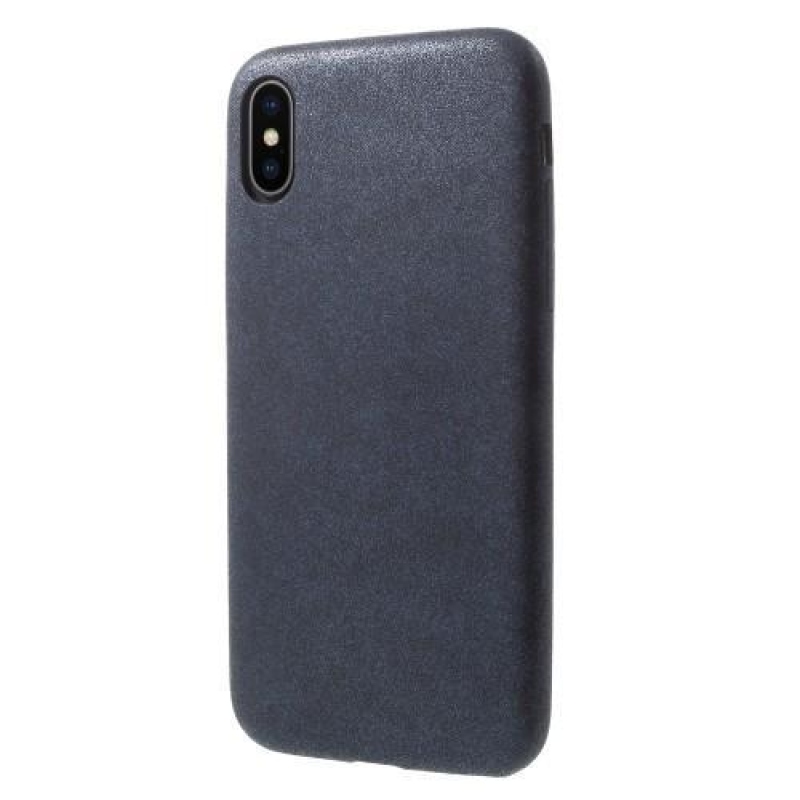 Style PU kožený plastový obal na iPhone X - tmavě modrý