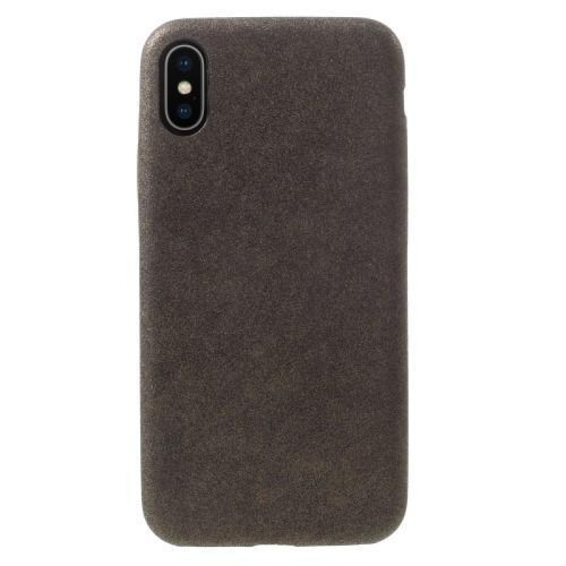 Style PU kožený plastový obal na iPhone X - tmavě šedý