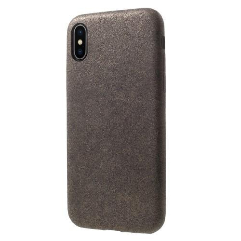 Style PU kožený plastový obal na iPhone X - tmavě šedý
