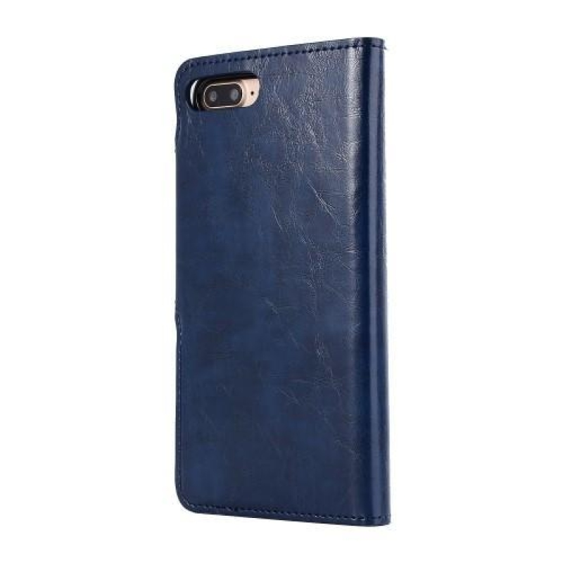 Styles PU kožené rozkládací pouzdro na iPhone 7 Plus a 8 Plus - tmavěmodré