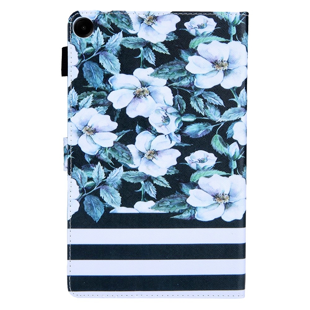 Stylish chytré zavírací pouzdro na Samsung Galaxy Tab A11+/Tab A9+ - bílé květy