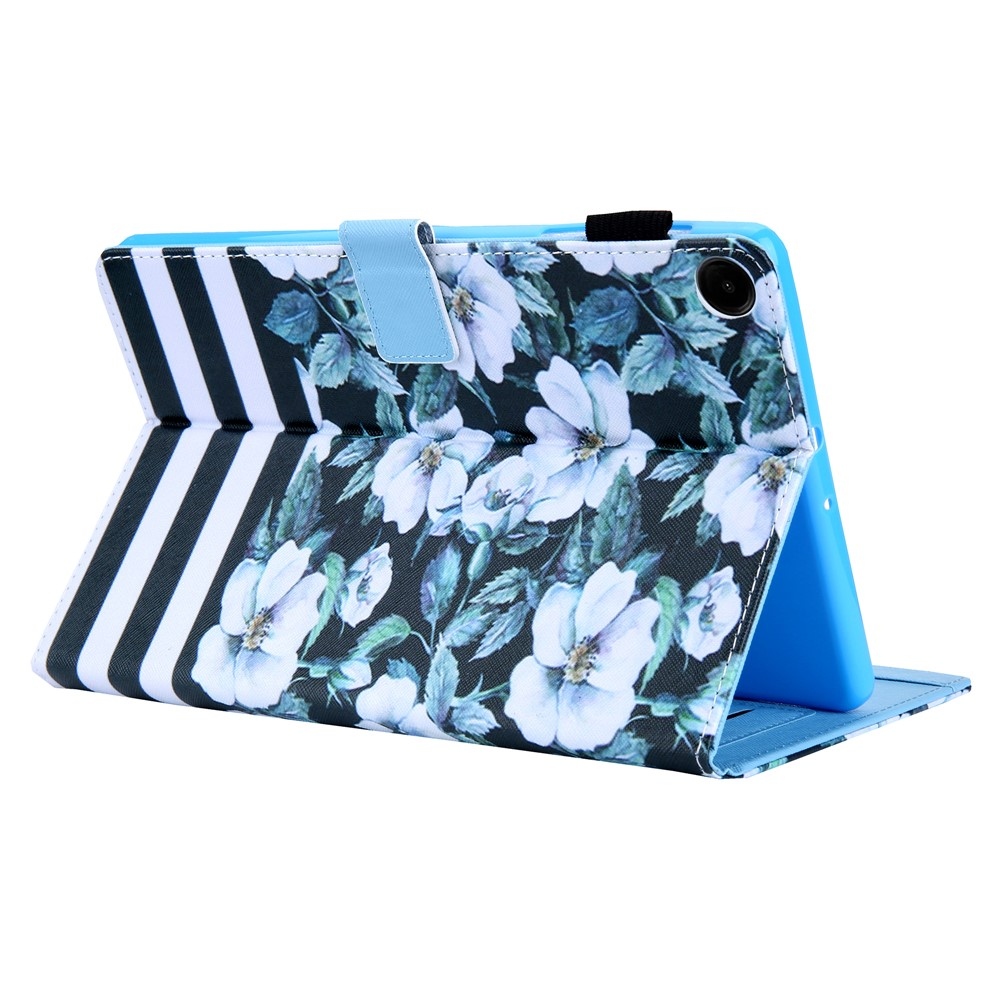 Stylish chytré zavírací pouzdro na Samsung Galaxy Tab A11+/Tab A9+ - bílé květy