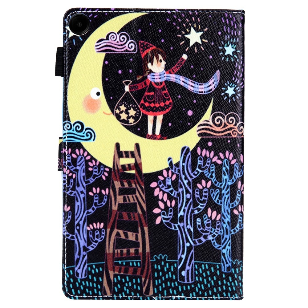 Stylish chytré zavírací pouzdro na Samsung Galaxy Tab A11+/Tab A9+ - dívka a měsíc