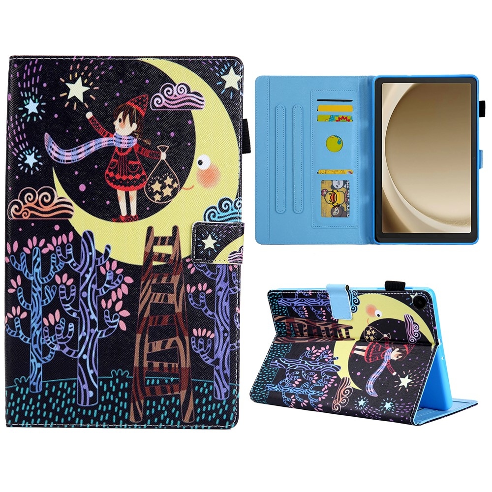 Stylish chytré zavírací pouzdro na Samsung Galaxy Tab A11+/Tab A9+ - dívka a měsíc