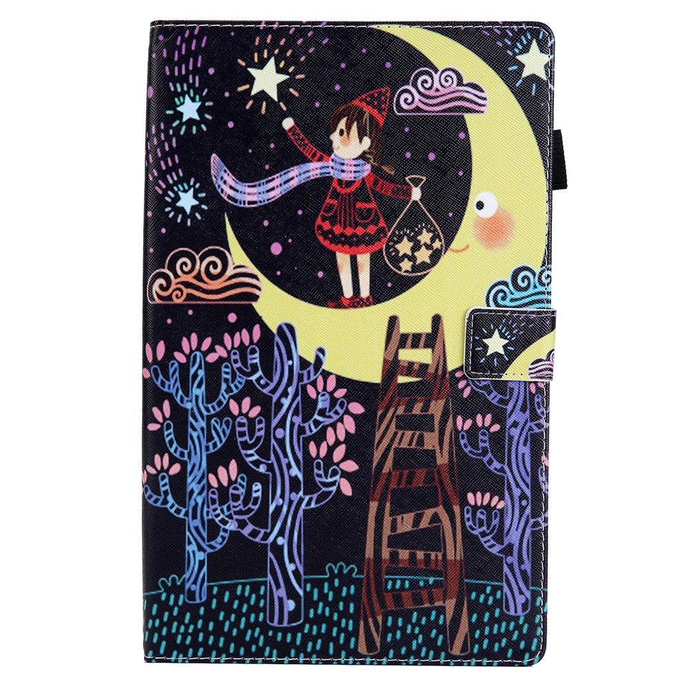 Stylish chytré zavírací pouzdro na Samsung Galaxy Tab A11+/Tab A9+ - dívka a měsíc