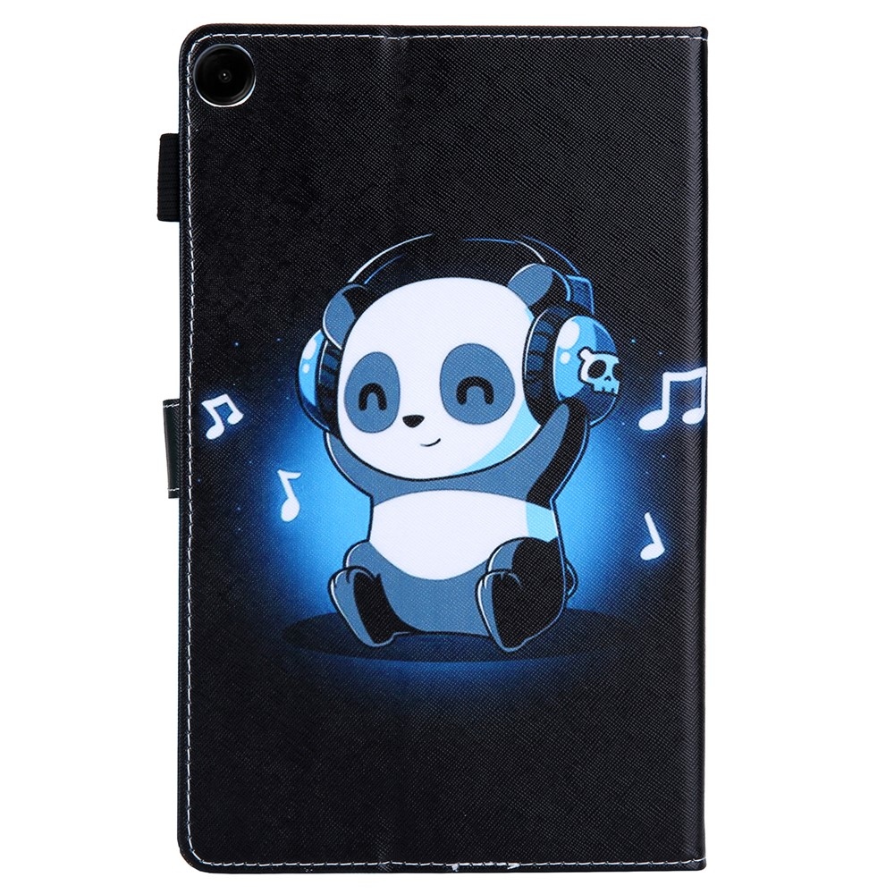 Stylish chytré zavírací pouzdro na Samsung Galaxy Tab A11+/Tab A9+ - panda se sluchátky