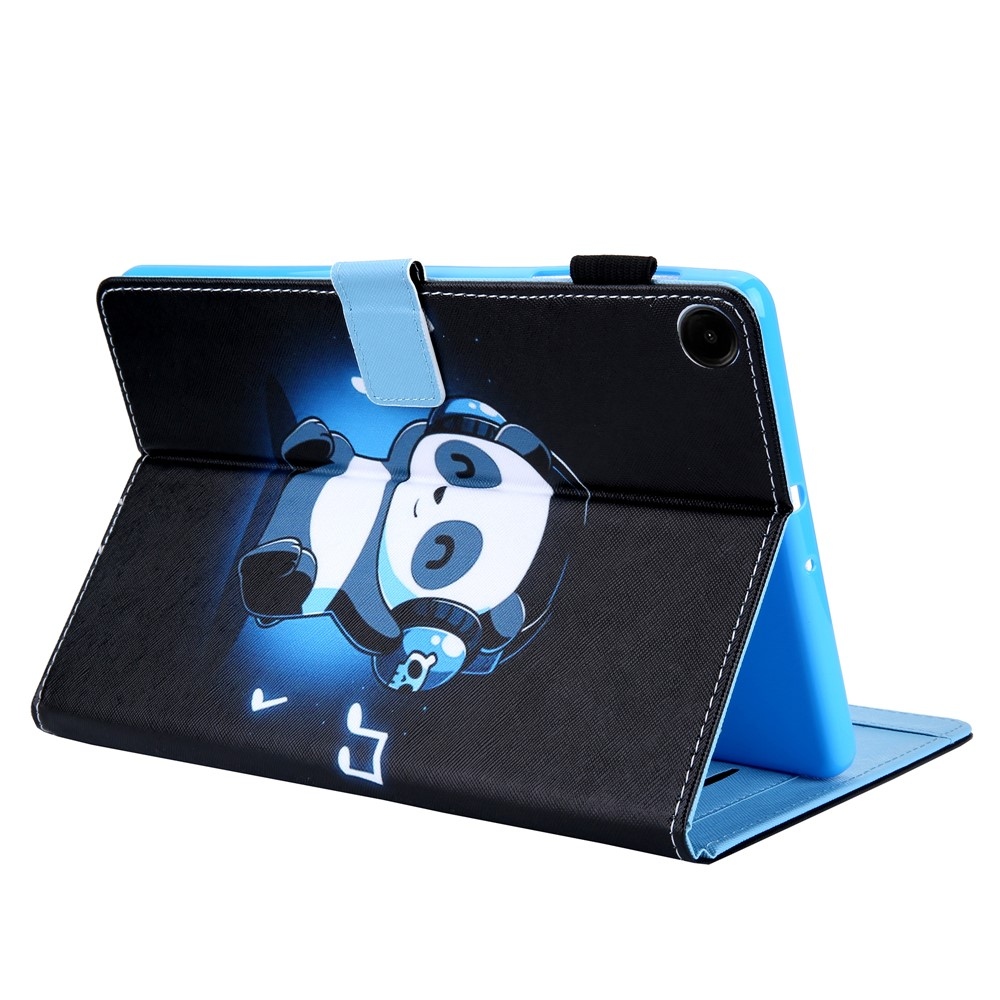 Stylish chytré zavírací pouzdro na Samsung Galaxy Tab A11+/Tab A9+ - panda se sluchátky