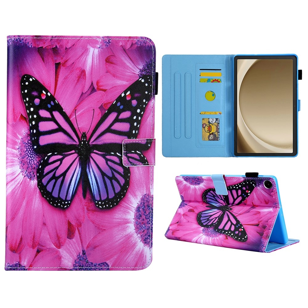 Stylish chytré zavírací pouzdro na Samsung Galaxy Tab A11+/Tab A9+ - růžový motýl a gerbera