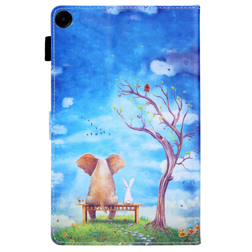 Stylish chytré zavírací pouzdro na Samsung Galaxy Tab A11+/Tab A9+ - slon a králík