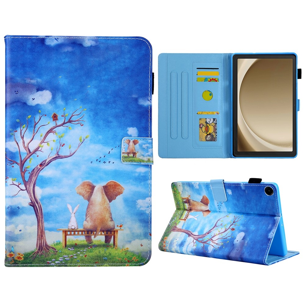 Stylish chytré zavírací pouzdro na Samsung Galaxy Tab A11+/Tab A9+ - slon a králík