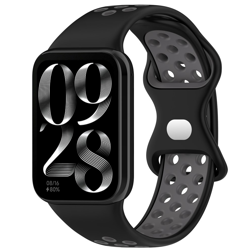 Stylish silikonový řemínek na Xiaomi Smart Band 10 Pro/9 Pro/8 Pro/Redmi Watch 6/5/4 - černý/šedý