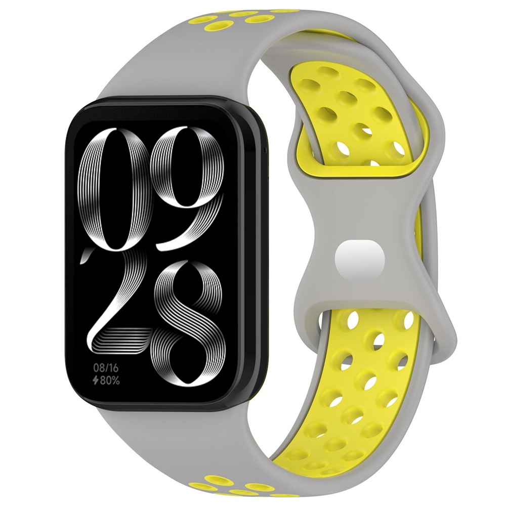 Stylish silikonový řemínek na Xiaomi Smart Band 10 Pro/9 Pro/8 Pro/Redmi Watch 6/5/4 - šedý/žlutý