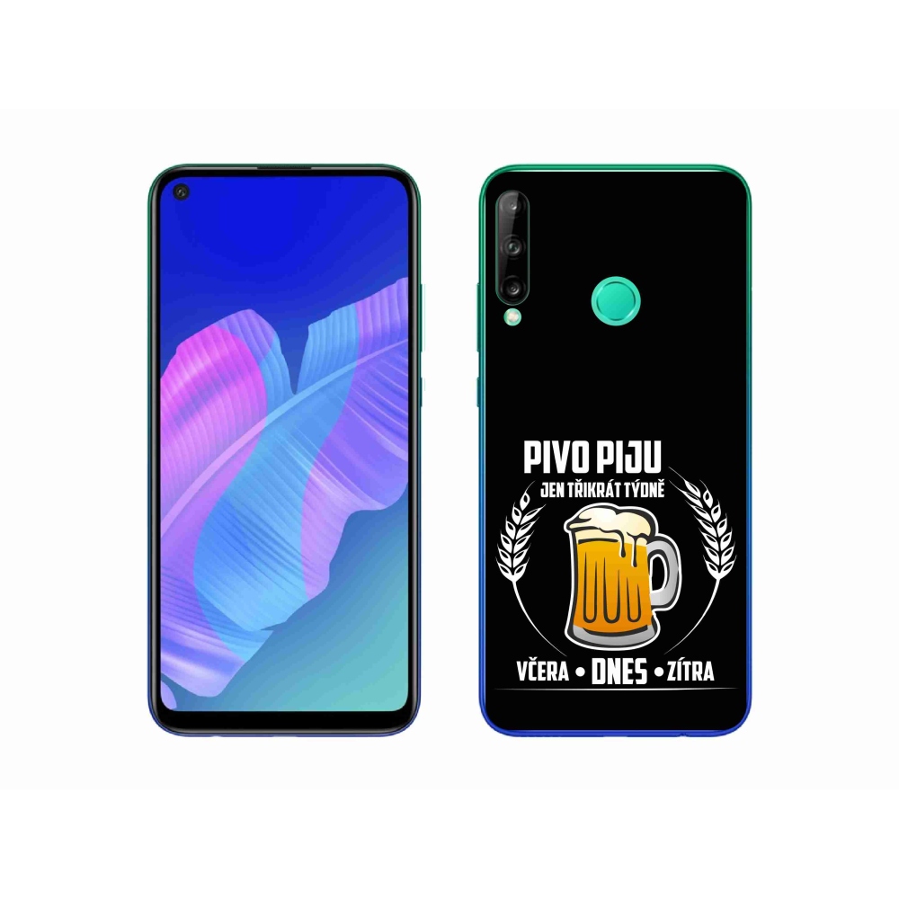 Gelový kryt mmCase na Huawei P40 Lite E - pivní motiv černé pozadí