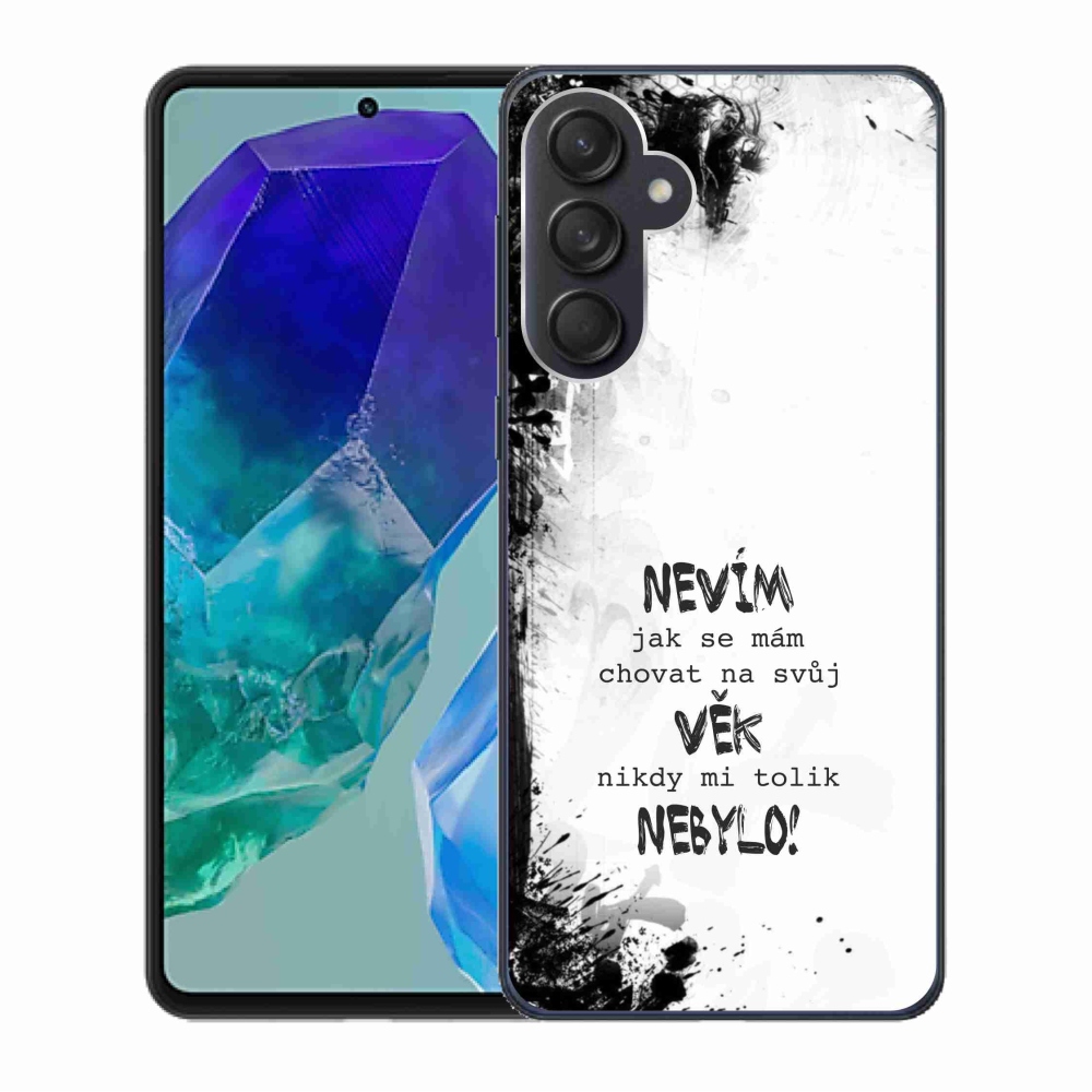 Gelový kryt mmCase na Samsung Galaxy M55 5G - vtipný text 14 bílé pozadí