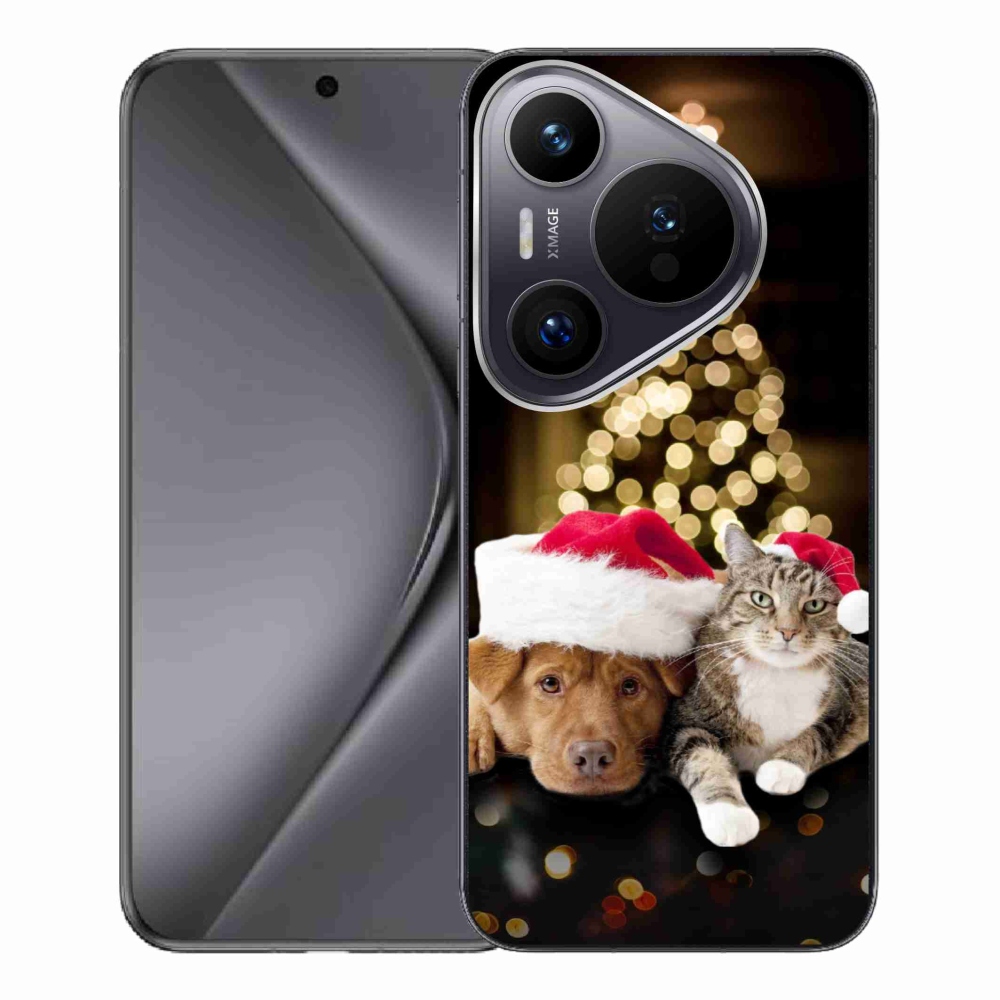 Gelový kryt mmCase na Huawei Pura 70 Pro - vánoční pes a kočka