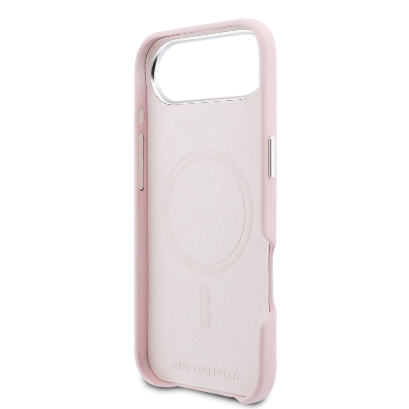 Karl Lagerfeld PU Karl and Choupette Heads Pins MagSafe Zadní Kryt pro iPhone Air Pink