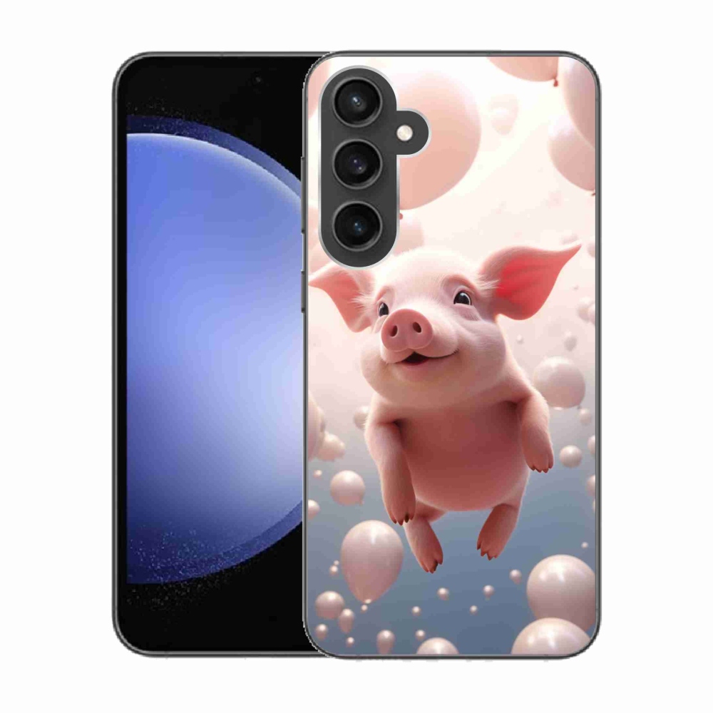 Gelový kryt mmCase na Samsung Galaxy S23 FE - prasátko s balónky
