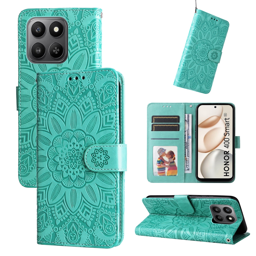 Sunflower knížkové pouzdro na Honor 400 Smart 5G/4G/Honor X7d - modrozelené