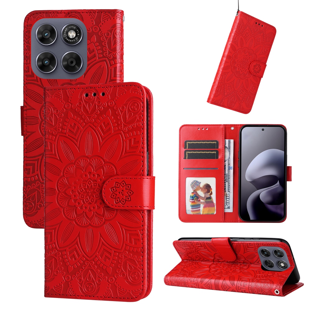 Sunflower knížkové pouzdro na Motorola Moto G87 5G/G77 5G/G67 5G - červené