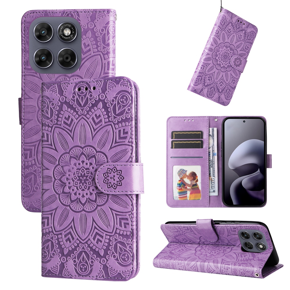 Sunflower knížkové pouzdro na Motorola Moto G87 5G/G77 5G/G67 5G - fialové