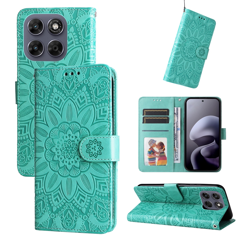 Sunflower knížkové pouzdro na Motorola Moto G87 5G/G77 5G/G67 5G - modrozelené